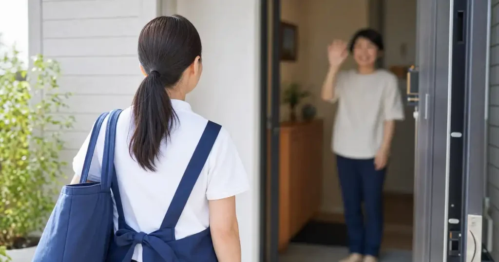 ホームヘルパーが利用者宅を訪問している様子