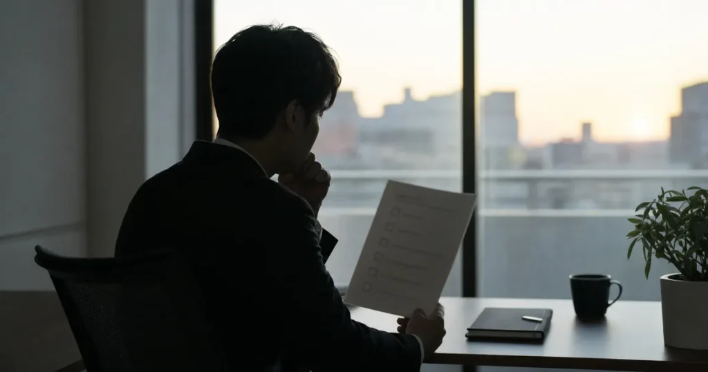 QAエンジニアが資料を見ながら品質課題を考えている様子