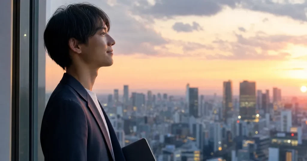 QAエンジニアとしてのキャリアをイメージする人物の横顔