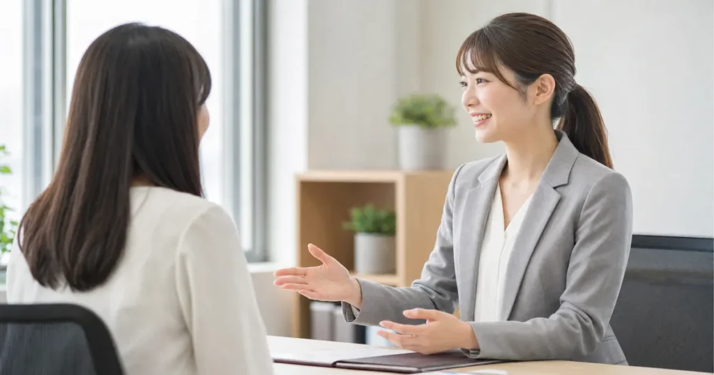 転職相談で求職者に説明をするキャリアアドバイザー